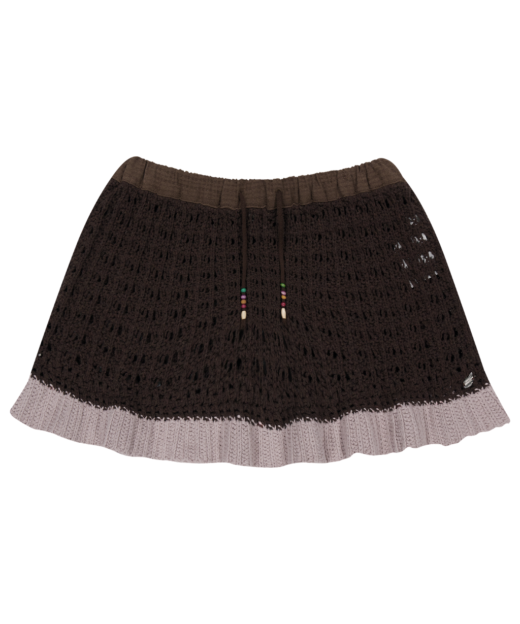 LAYERED KNIT SKIRT BROWN