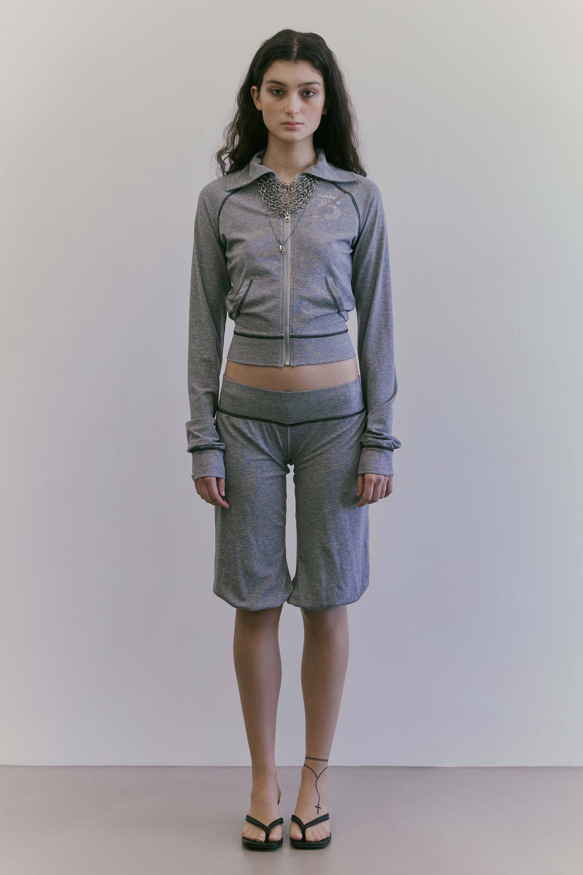 Sculptor X Ed Hardy Jersey Track Zip-Up Melange Gray