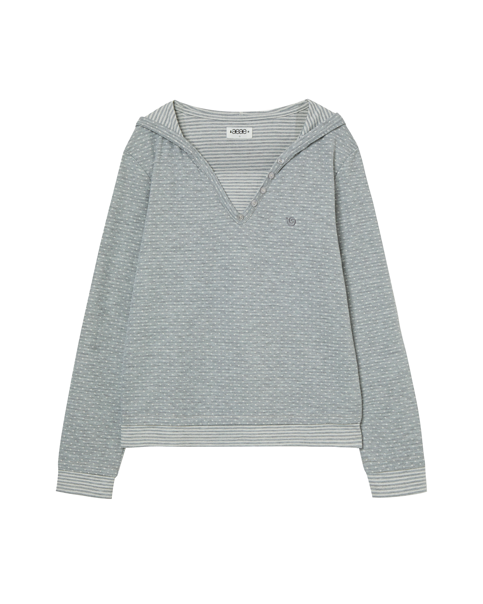 HOODED HENLEY NECK TEE LIGHT GREY