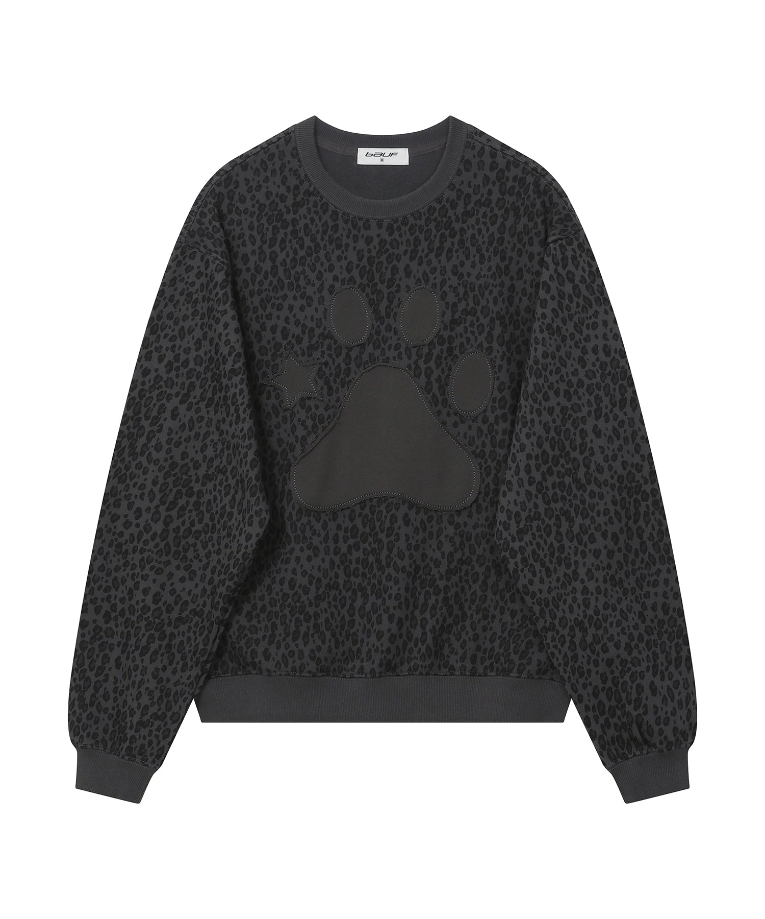 Leopard puffy sweatshirt Charcoal