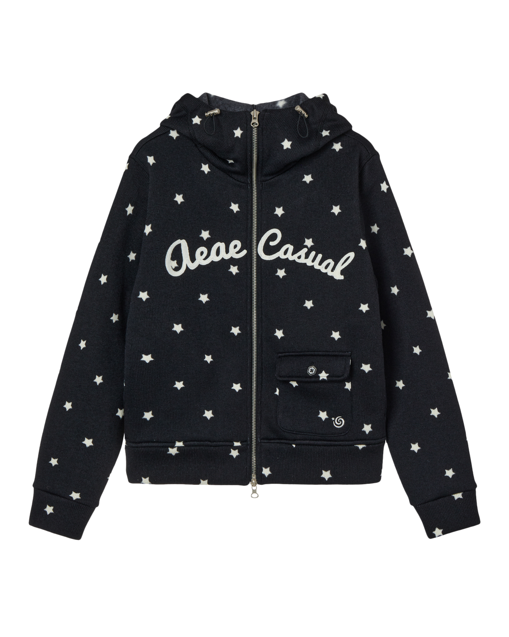 STAR HIGH NECK ZIP UP BLACK