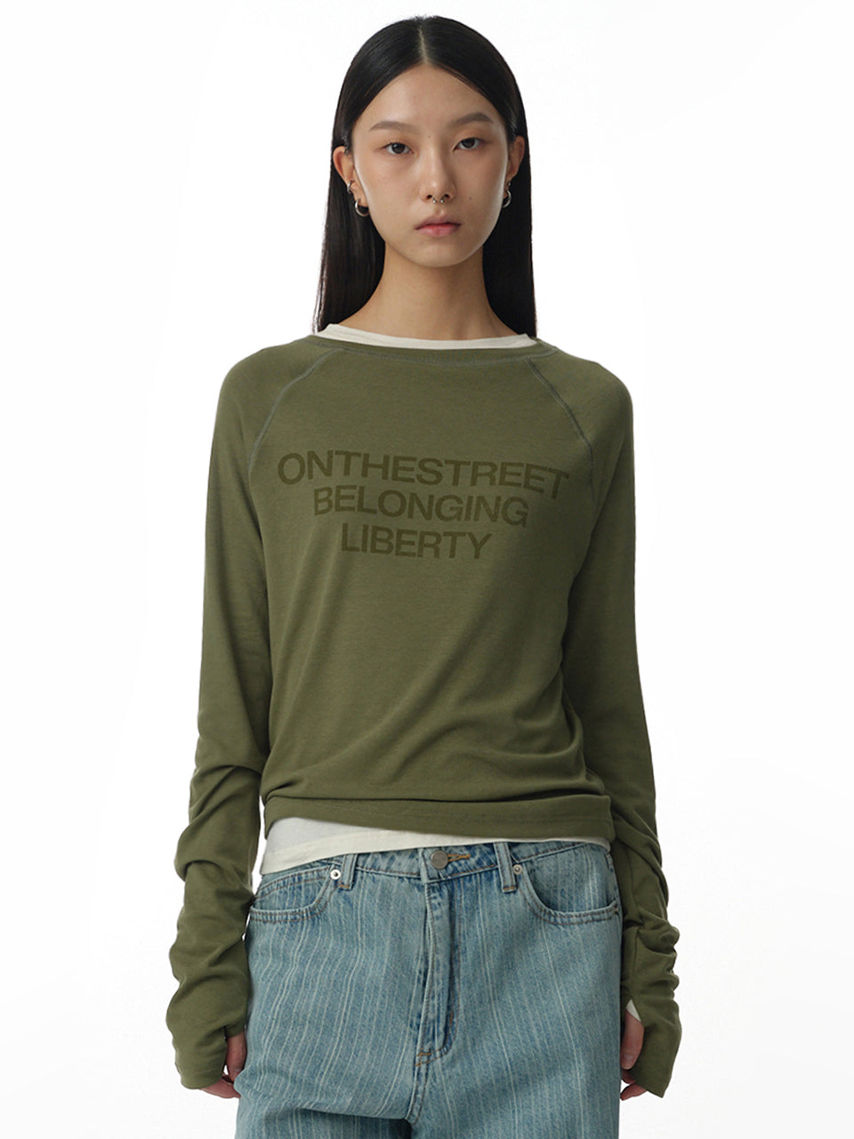 Hole Raglan T-Shirt Green