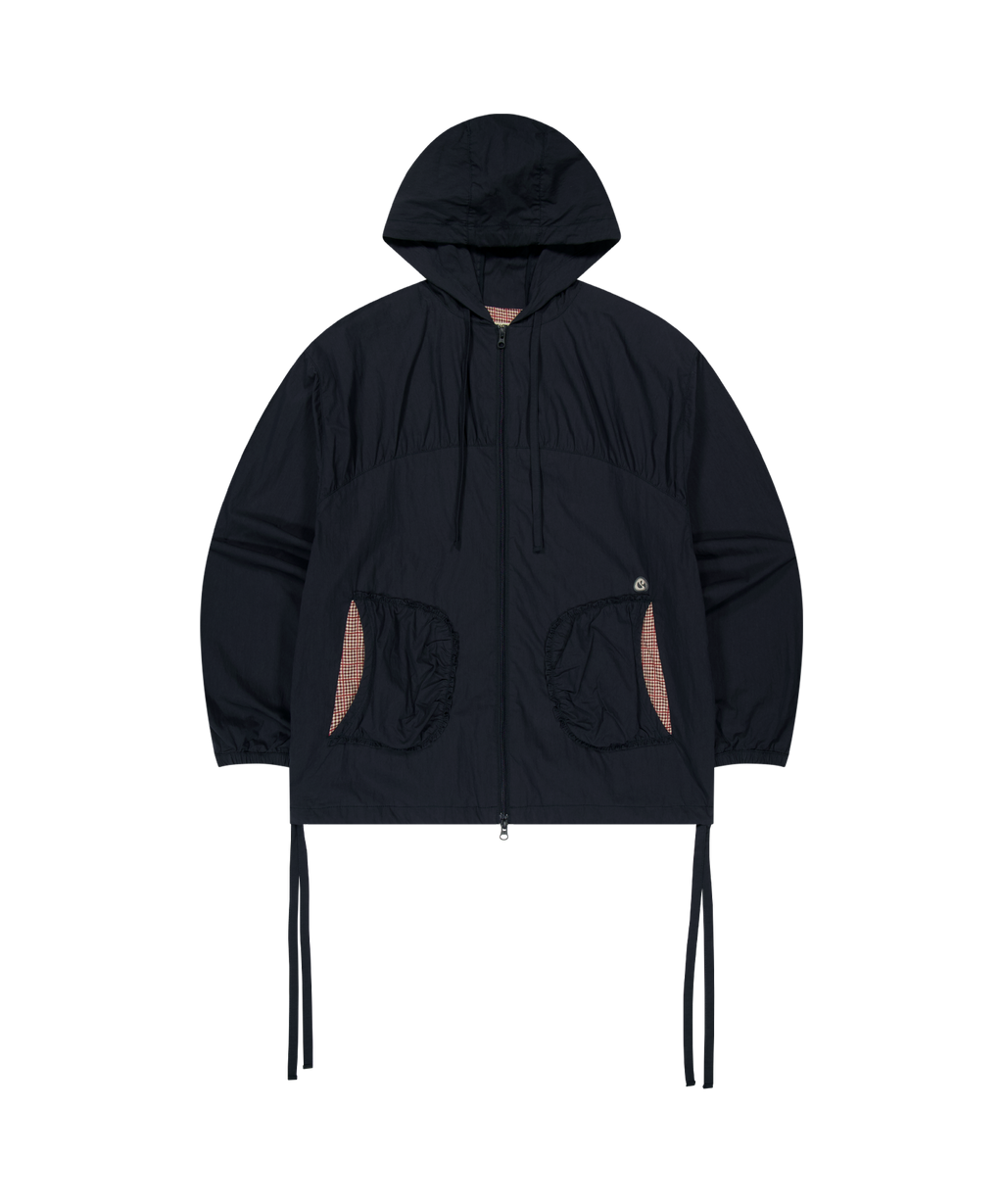 CHECK WRINKLES WIND BREAKER NAVY