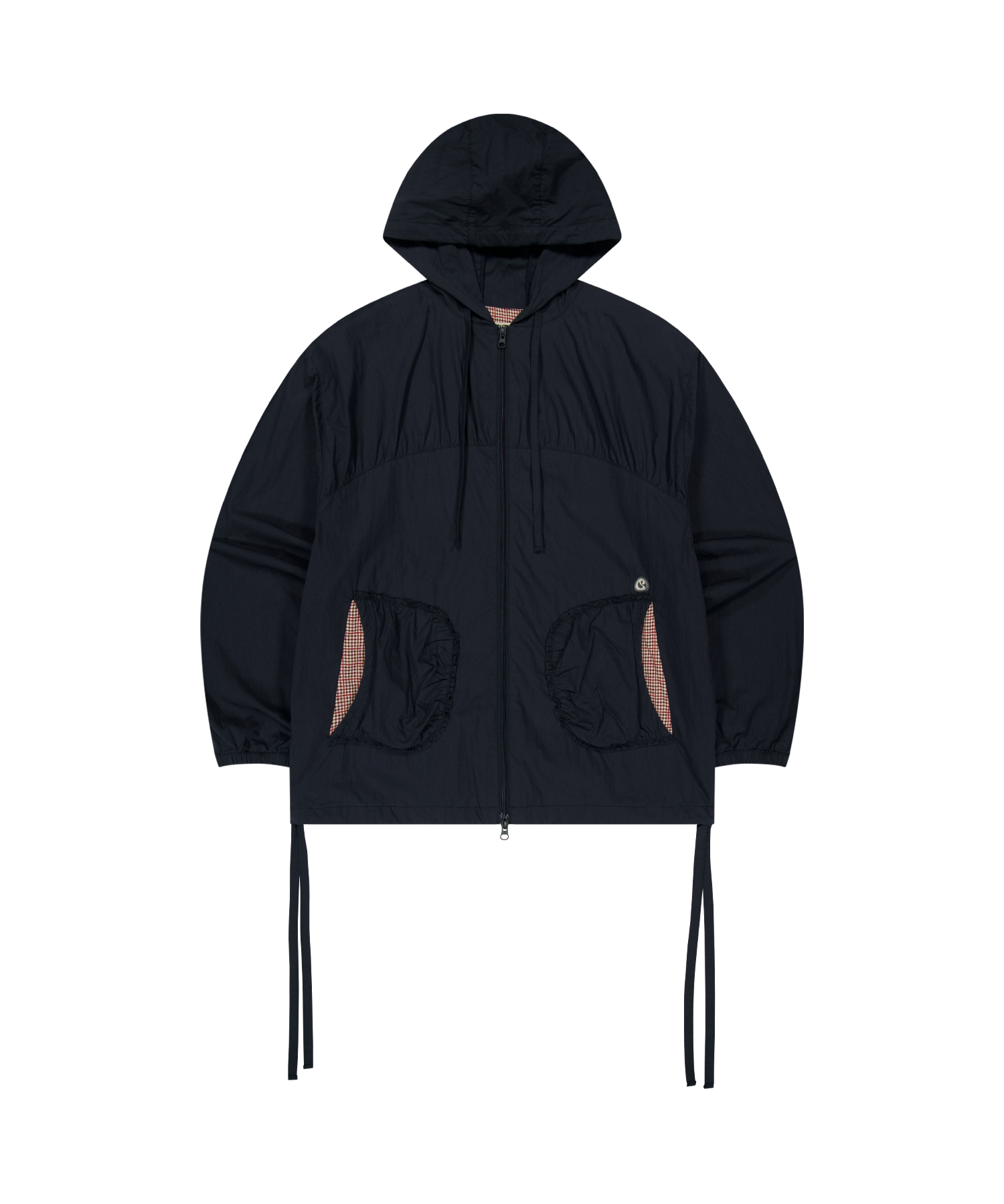 CHECK WRINKLES WIND BREAKER NAVY
