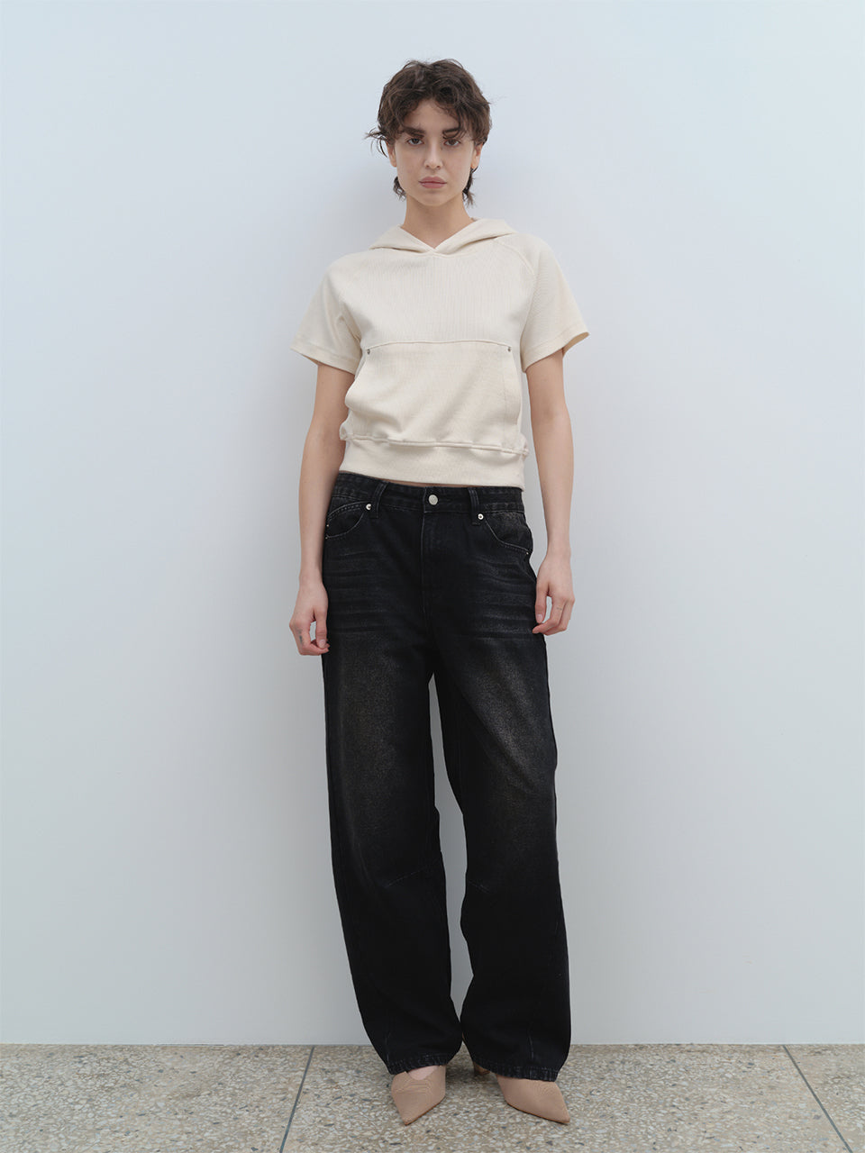 Washed Relaxed Balloon Jeans Denim Black