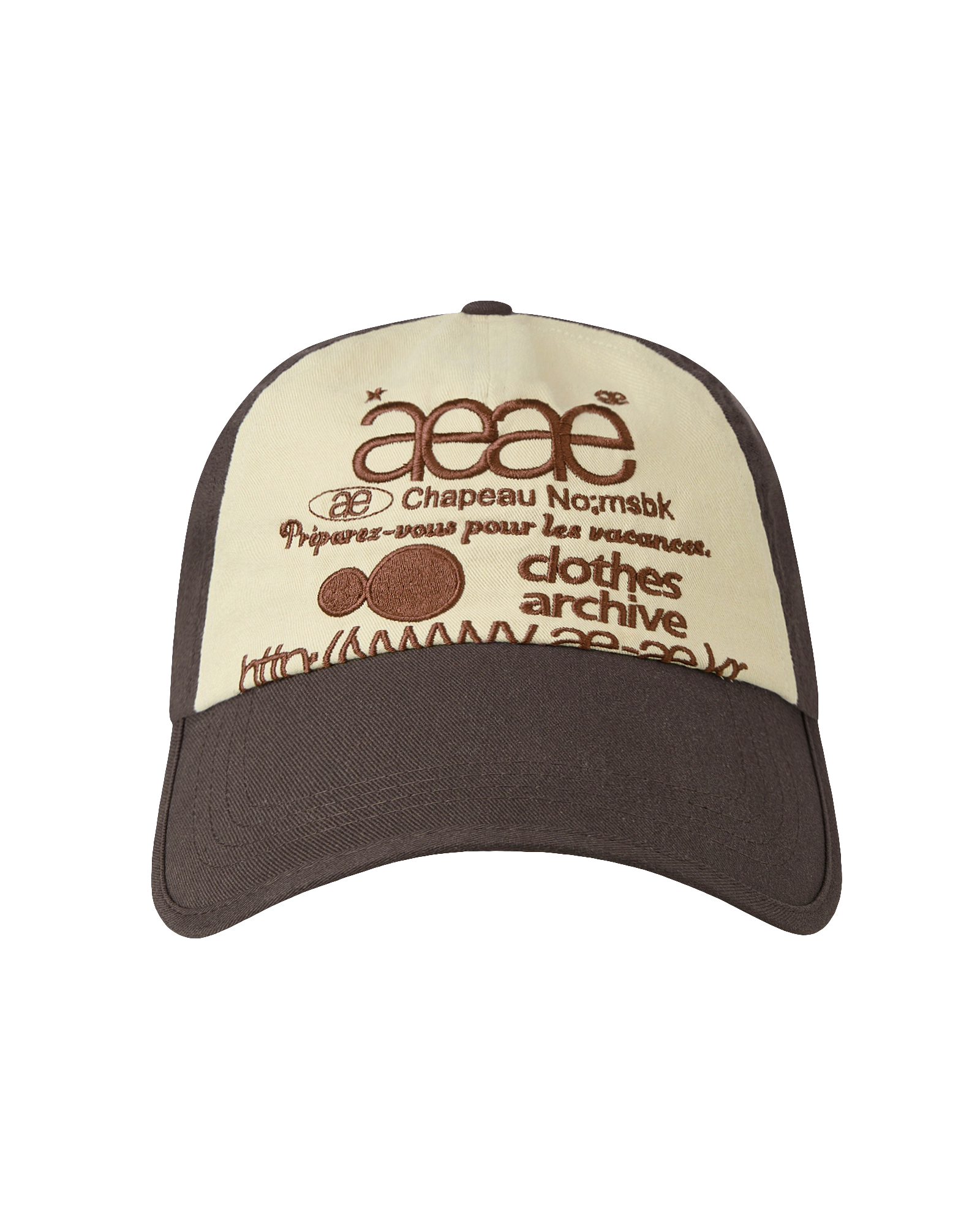 WEB LOGO 5 PANNEL BALL CAP BROWN/IVORY