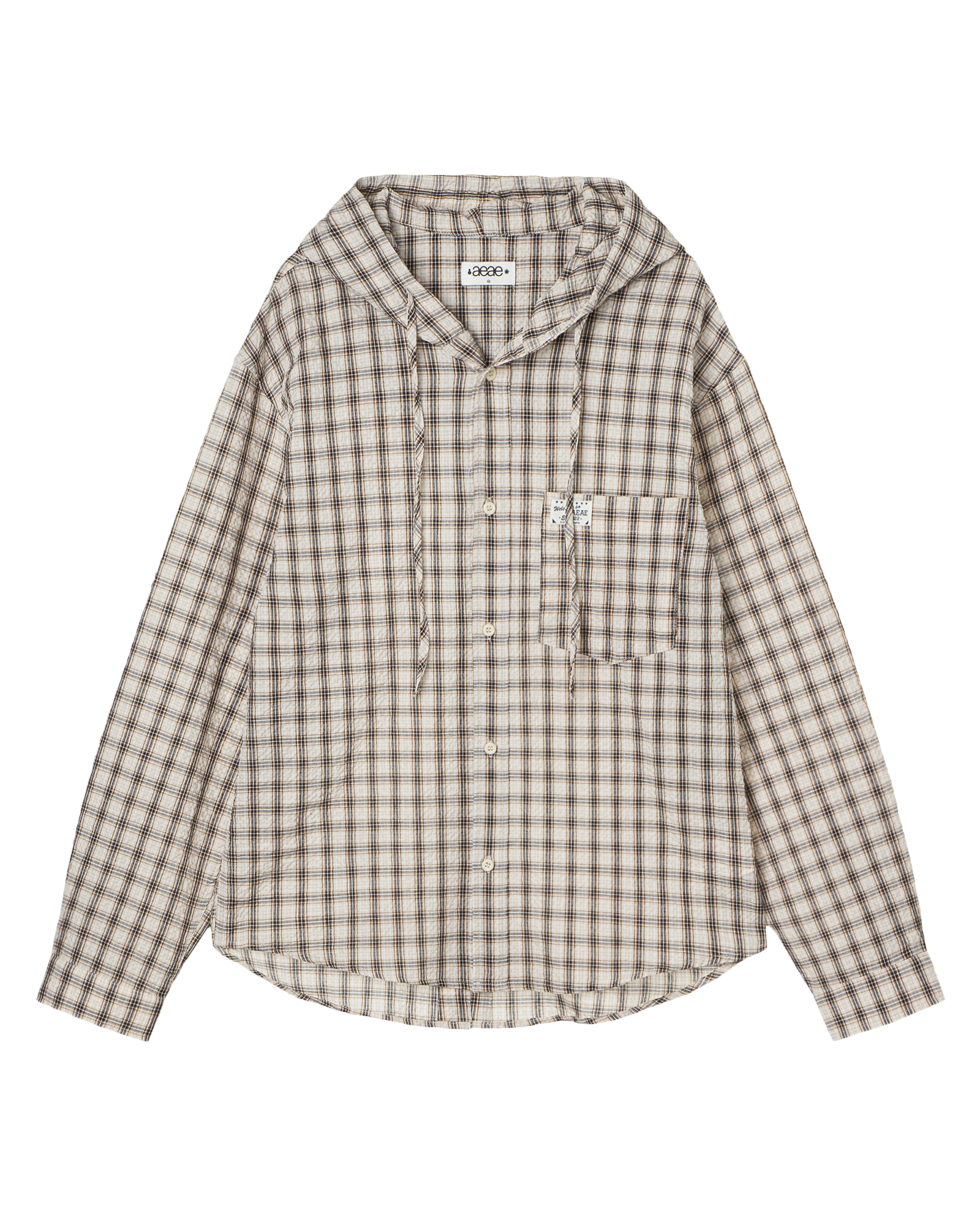 CHECK HOOD SHIRTS BEIGE
