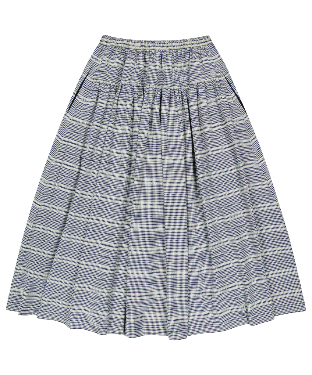WIDE SHIRRING SKIRT NAVY