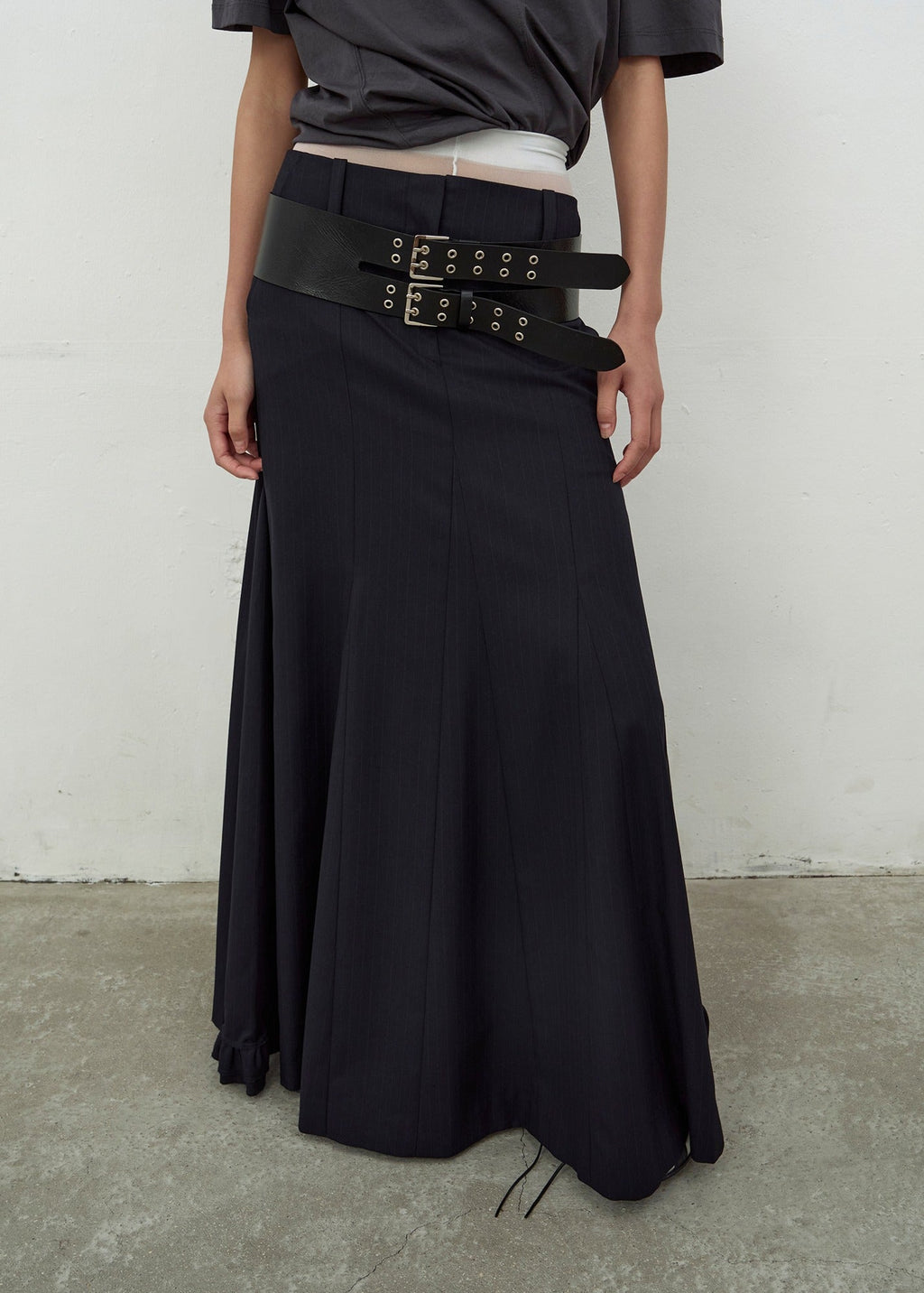 STRIPED LONG SKIRT (DARK NAVY)