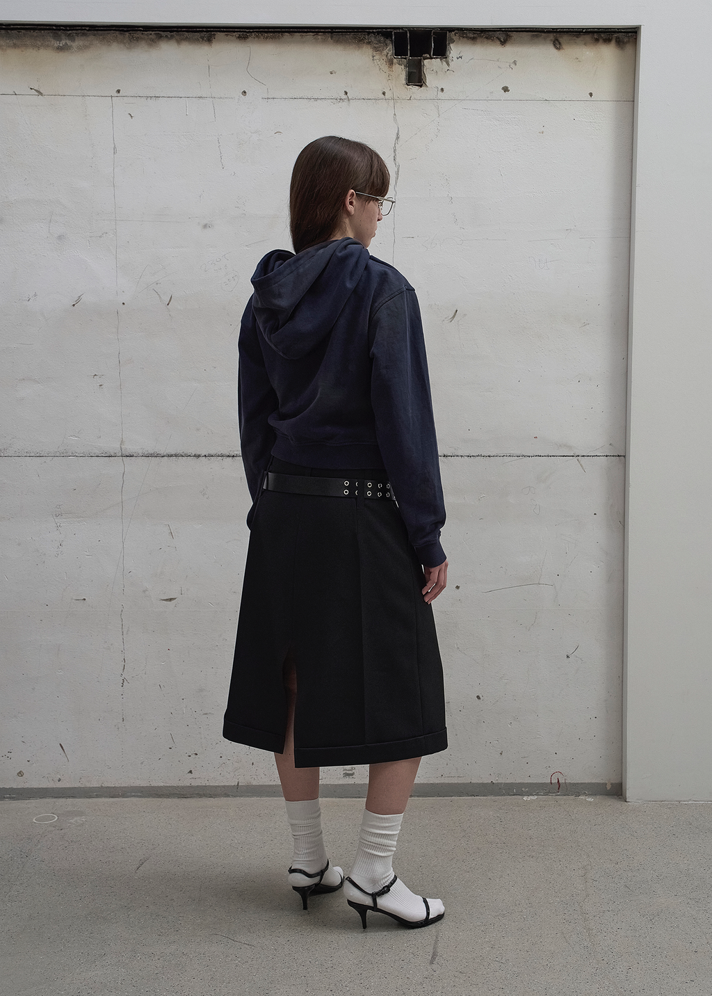 WASHED SHIRRING HOODIE ZIP-UP