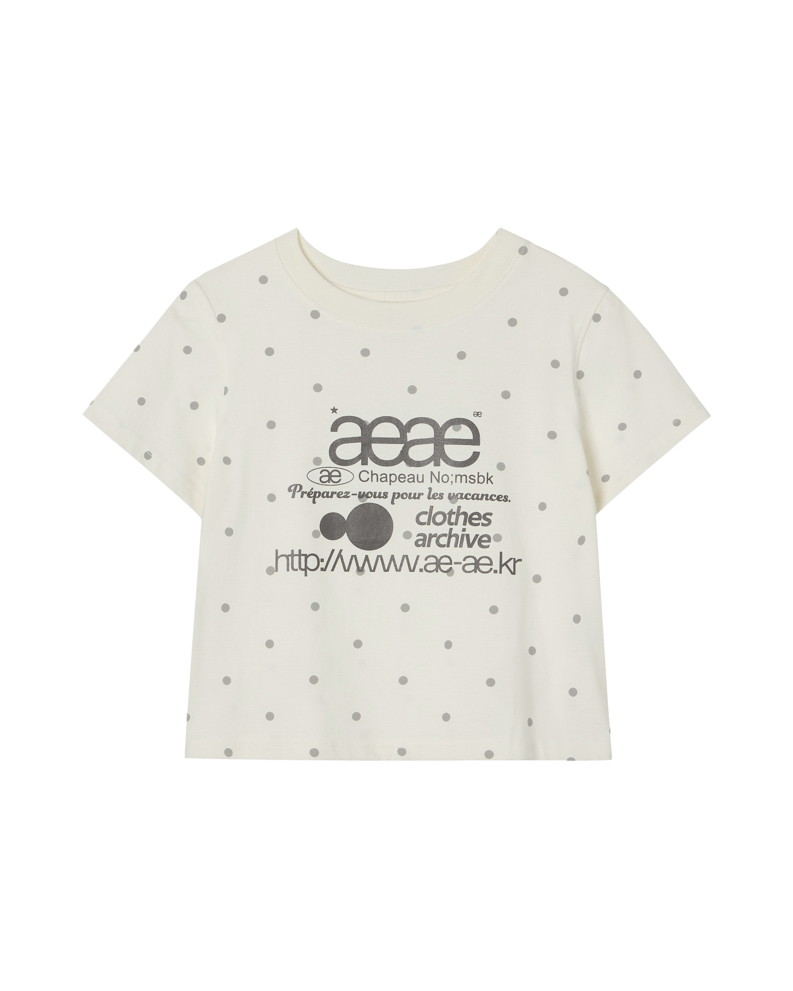 WEB LOGO DOT CROP T-SHIRTS CREAM
