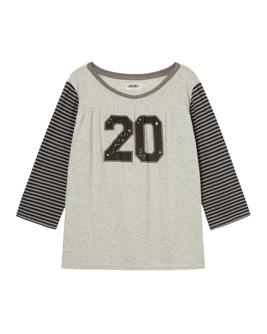 STRIPE COMBI TEE BROWN