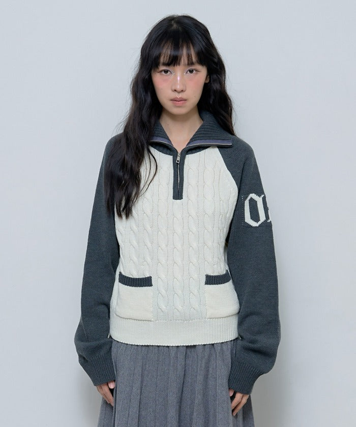 MINI POCKET KNIT HALF ZIP-UP (CHARCOAL)