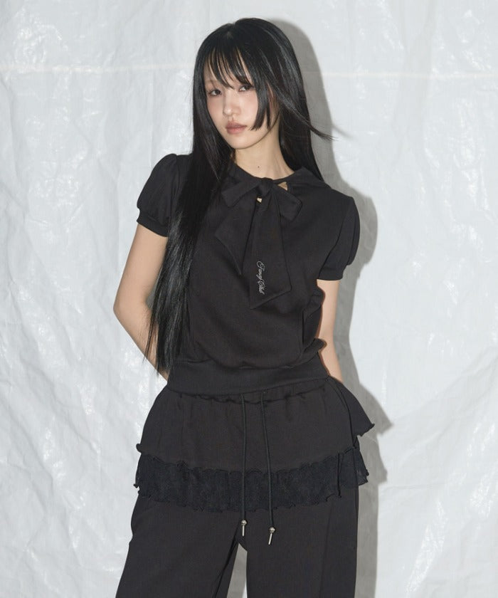 PUFF ROUND SCARF HOODIE (BLACK)