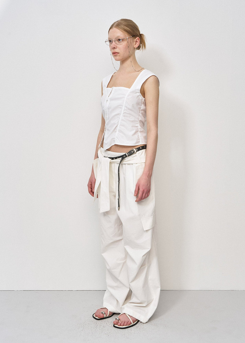 KNOT-DETAIL WIDE TROUSERS / 2 Color
