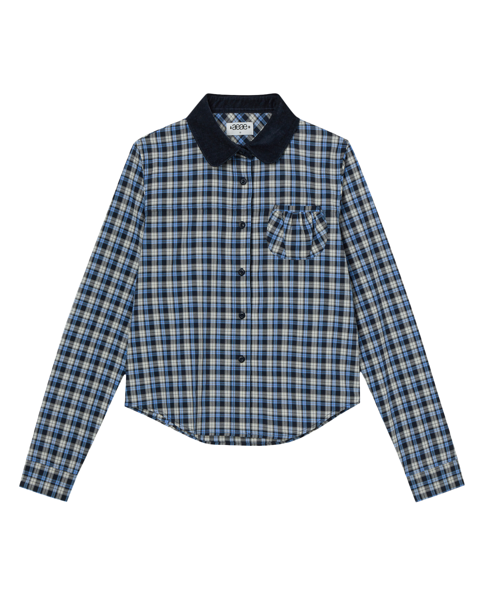 ROUND POCKET CHECK SHIRTS BLUE