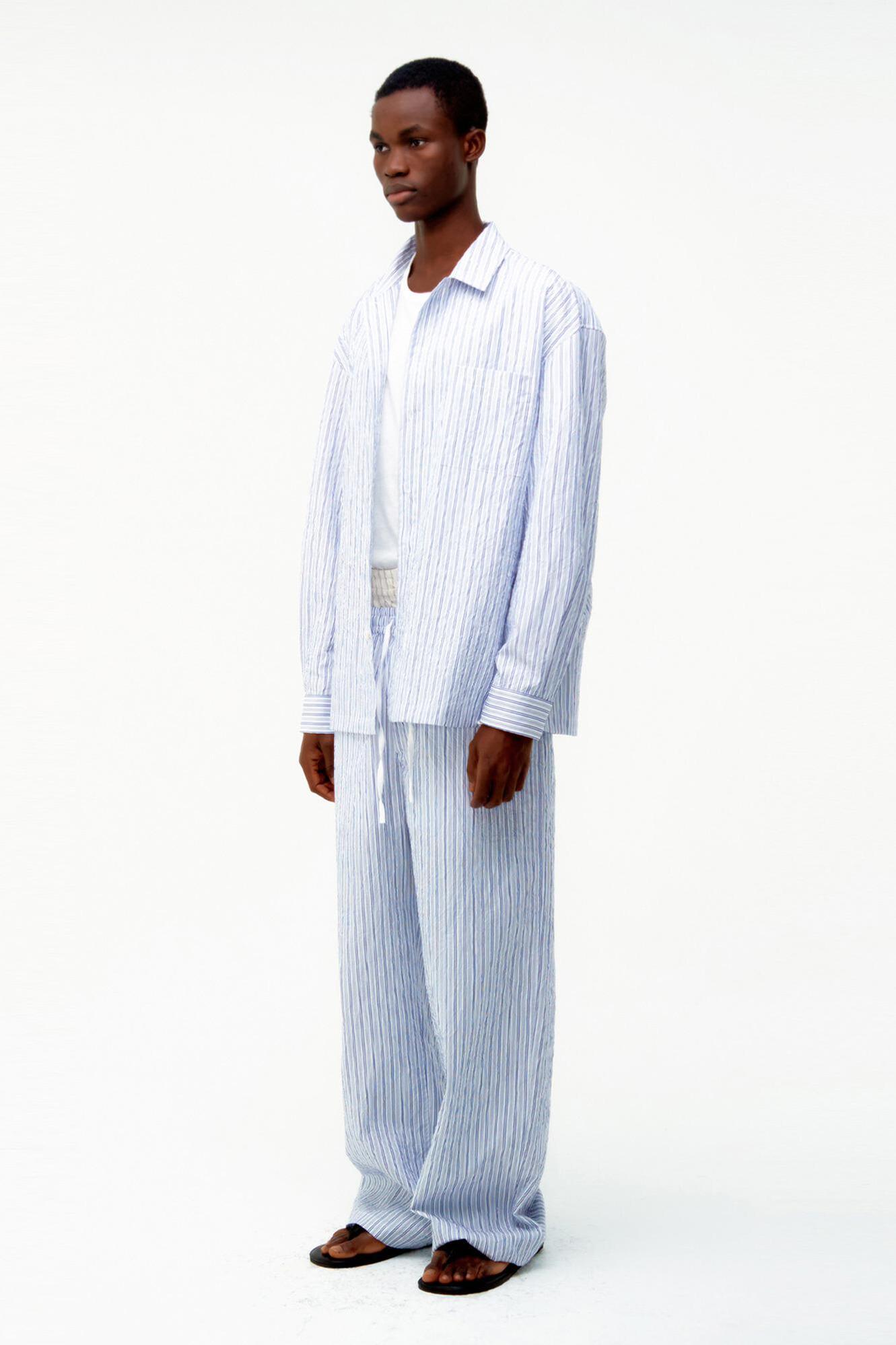 Textured Striped Lounge Shirt / 2 Color