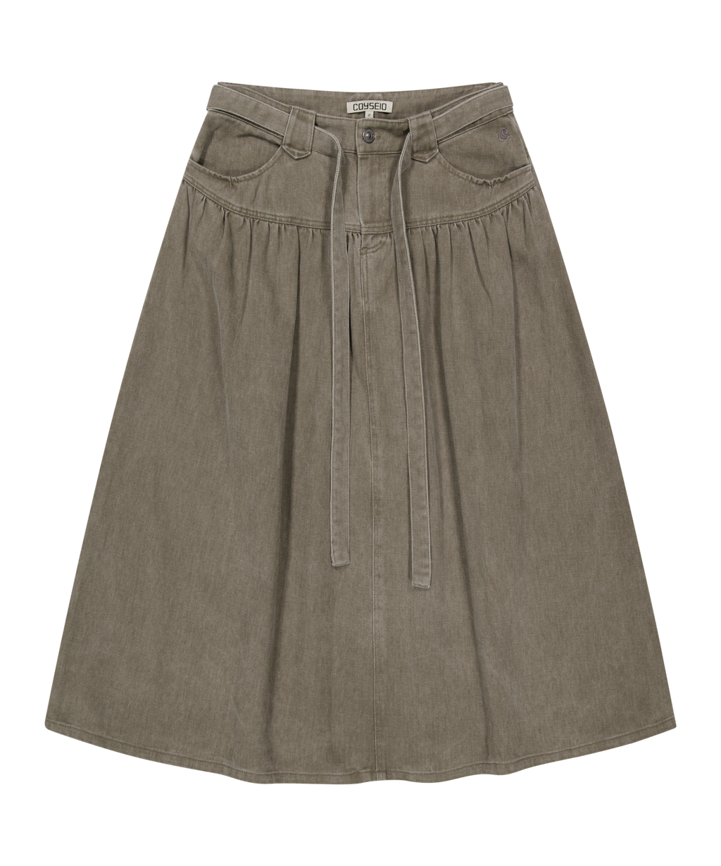 PUFFY COTTON SKIRT BROWN