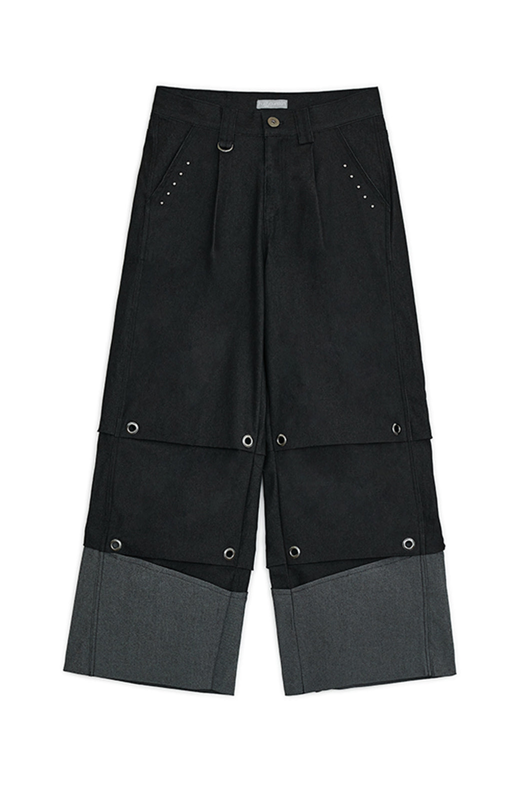 Tucked denim pants (Black)