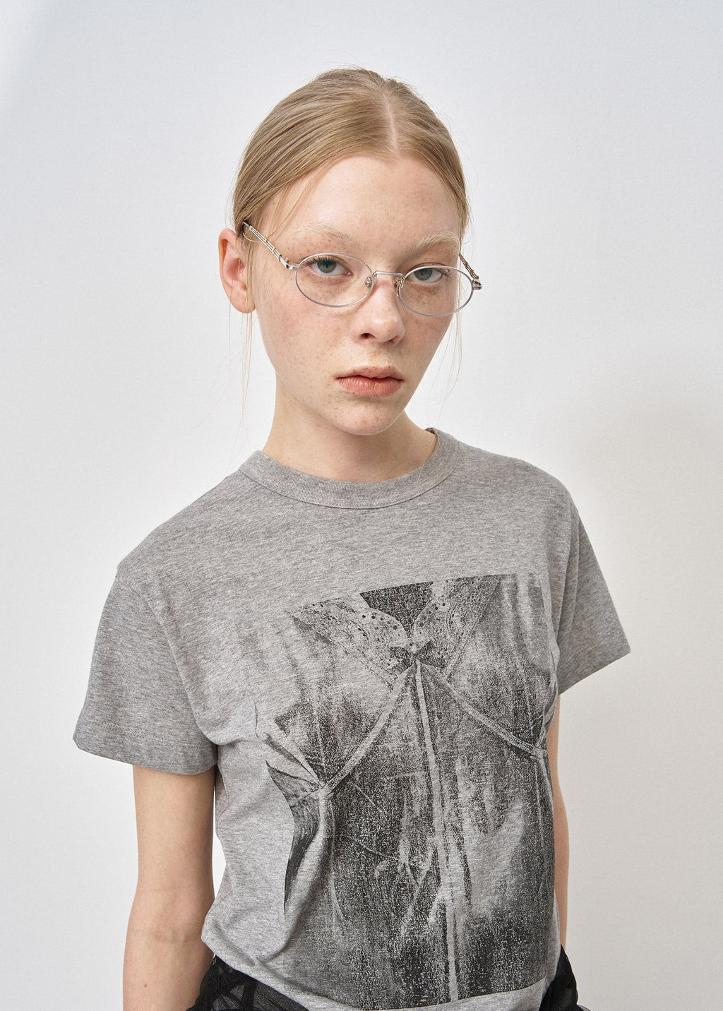 RIBBON SLIP PRINT T-SHIRTS / 3 Color