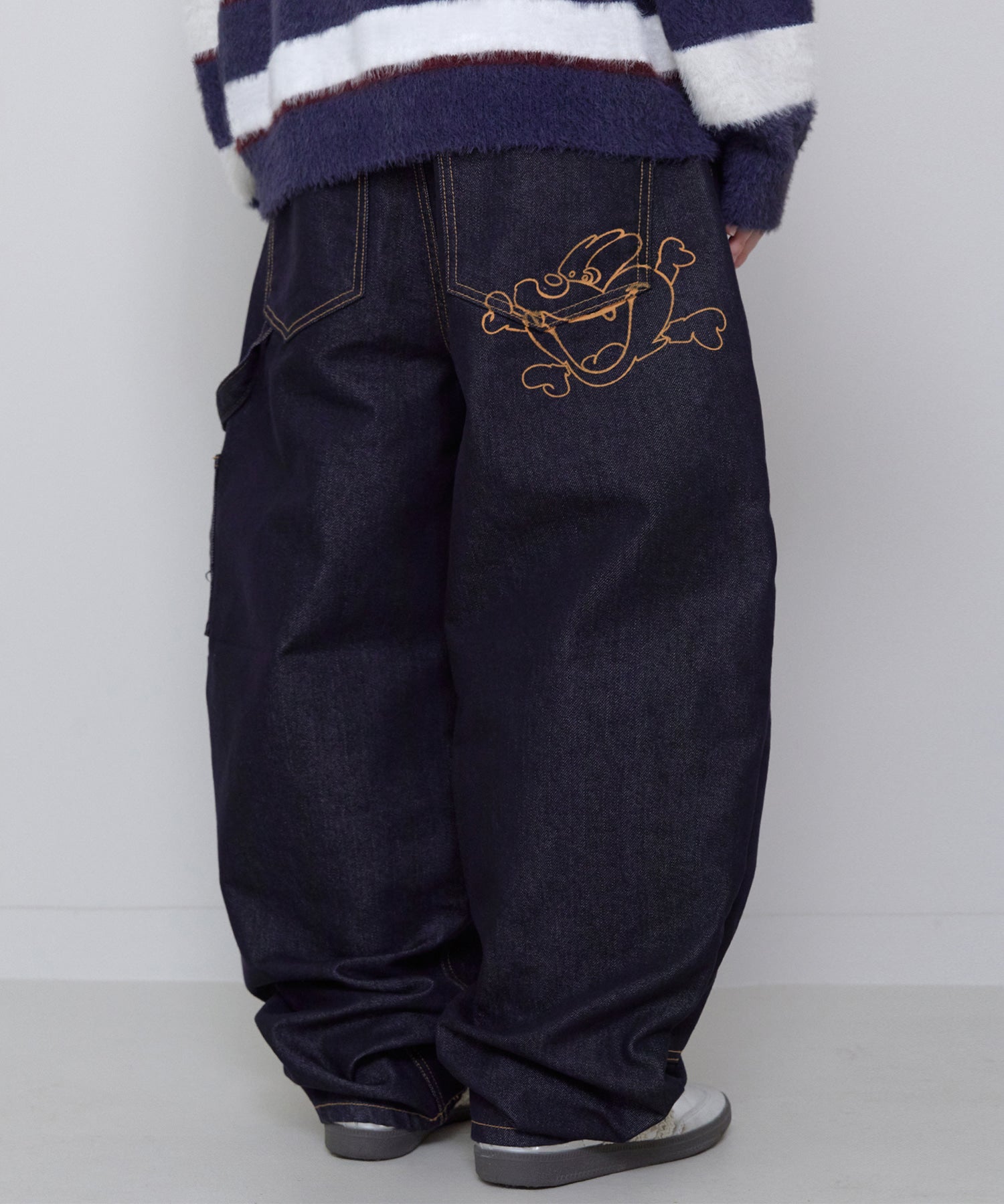 BONE DOG DOUBLE KNEE PANTS RAW INDIGO
