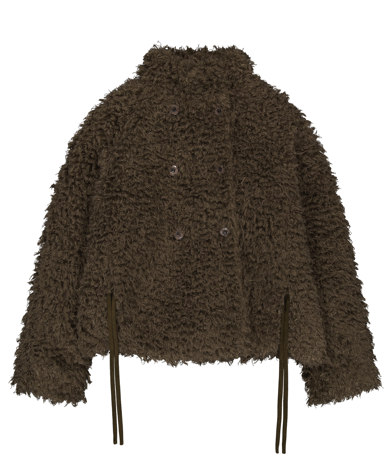 HAIRY FUR JACKET BROWN