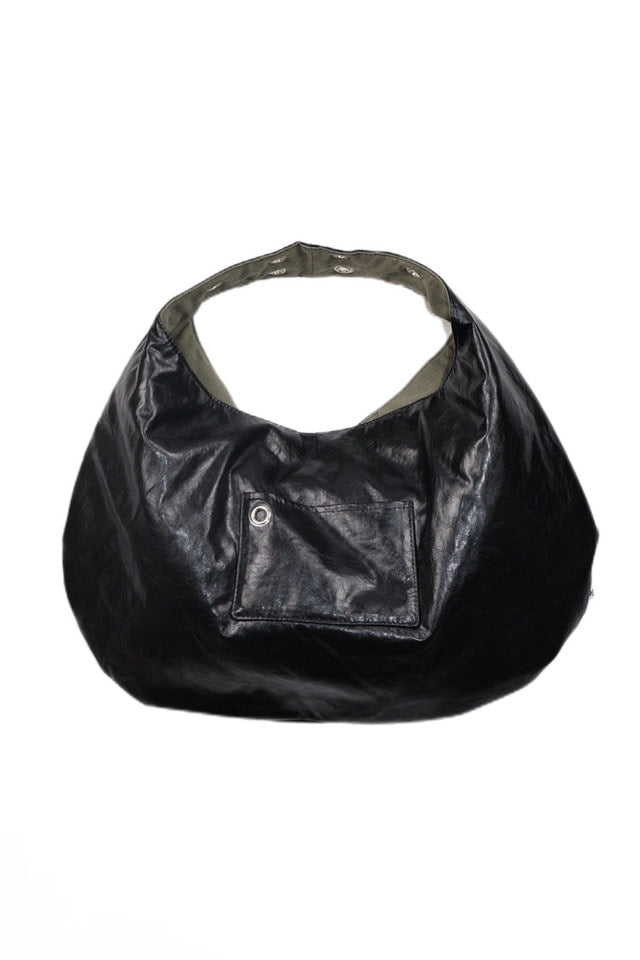 EYELET LEATHER BAG - LARGE (BLACK)