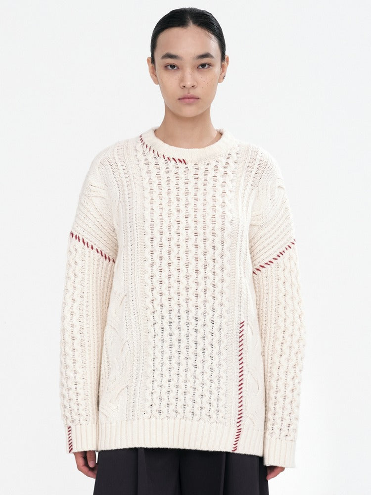 Cable Stitch Pullover Knit Ivory