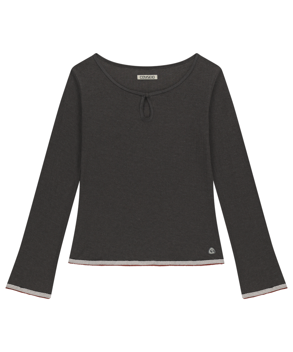EYELET LACE LONGSLEEVES ASH BROWN