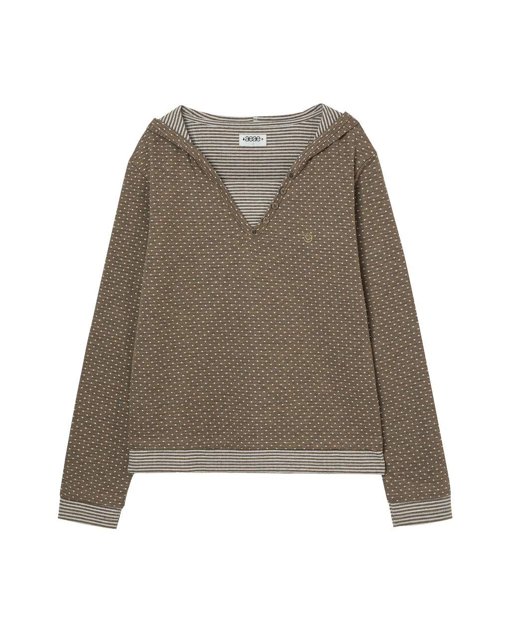 HOODED HENLEY NECK TEE KHAKI