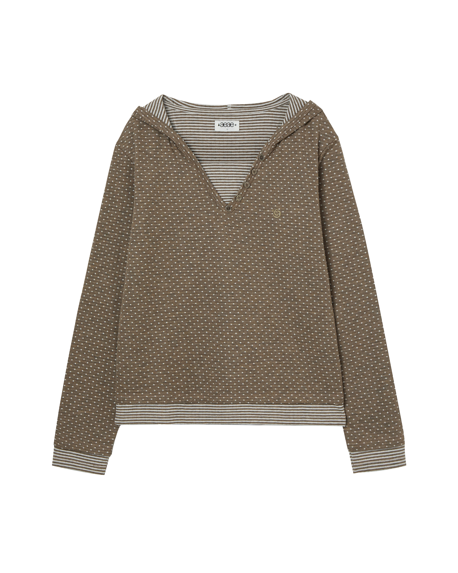 HOODED HENLEY NECK TEE KHAKI
