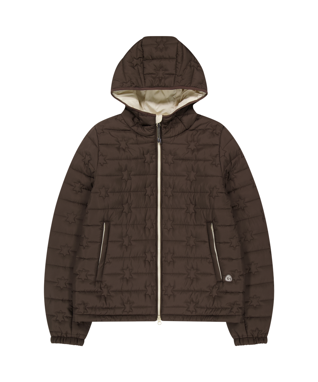 FLUFFY LIGHT PADDED JACKET BROWN