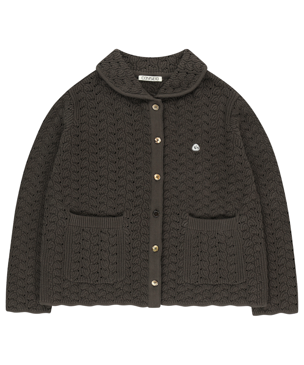 WAVE KNIT CARDIGAN DARK BROWN