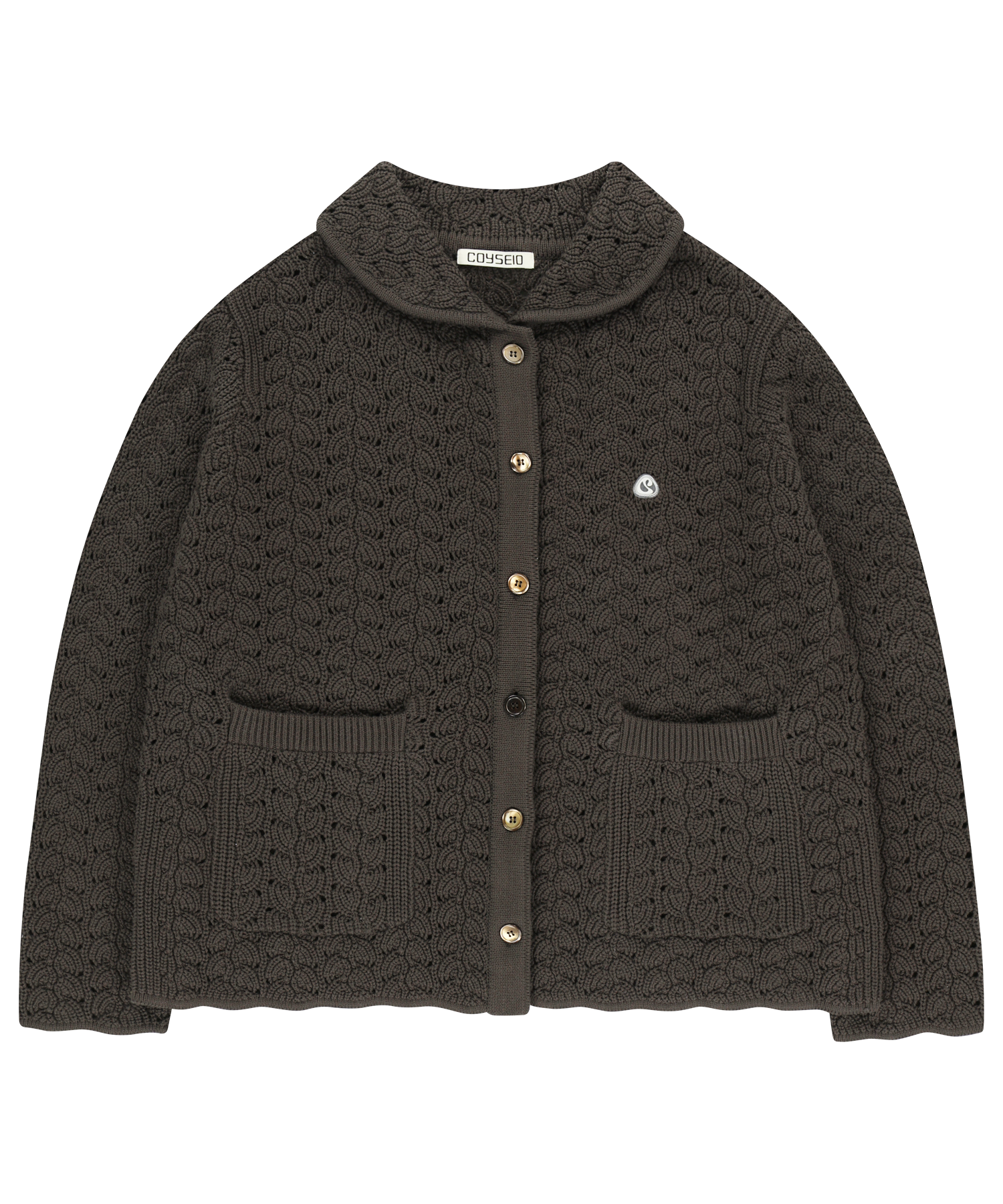 WAVE KNIT CARDIGAN DARK BROWN