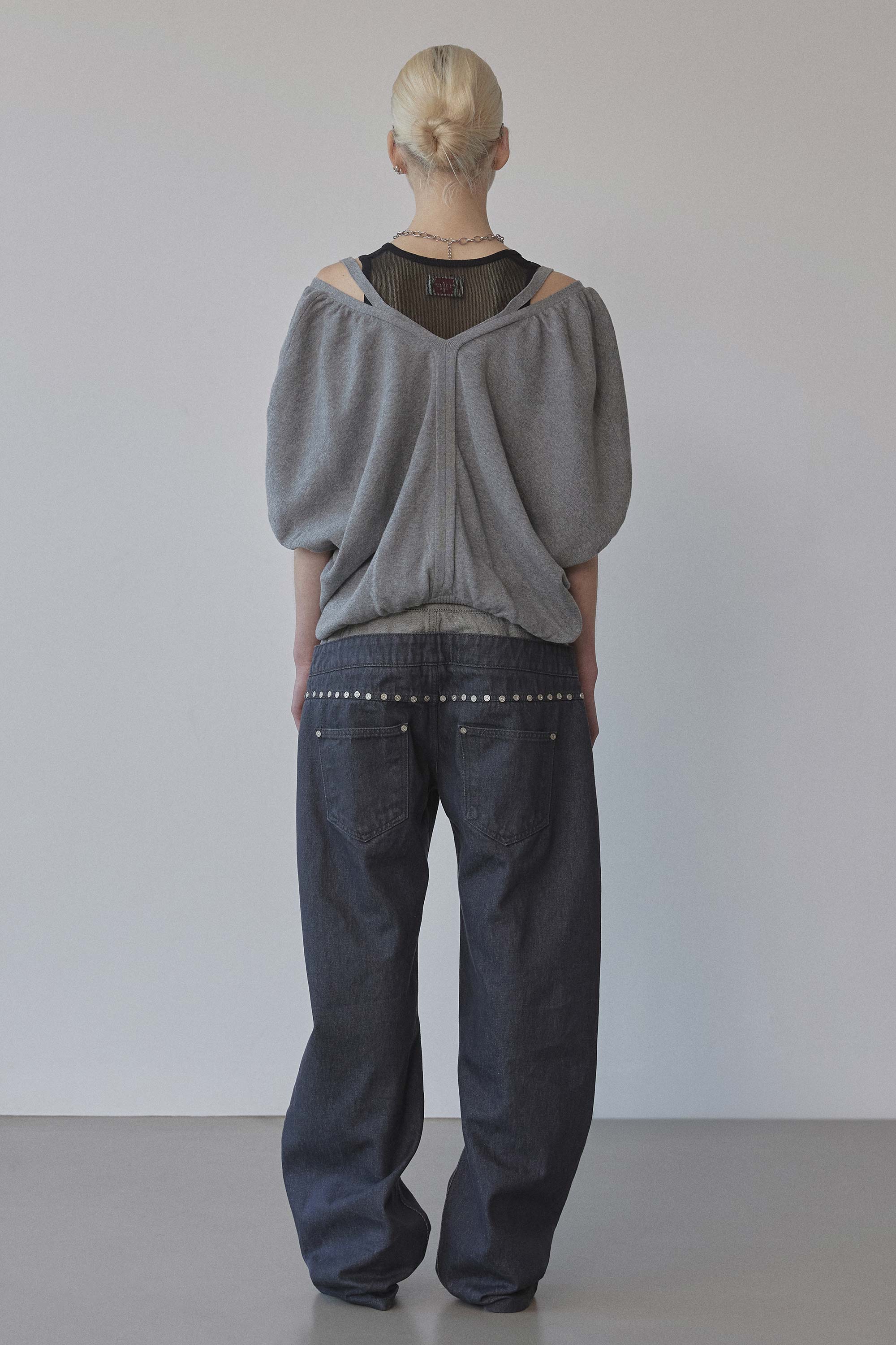 Jacquard Knit Cardigan Melange Gray