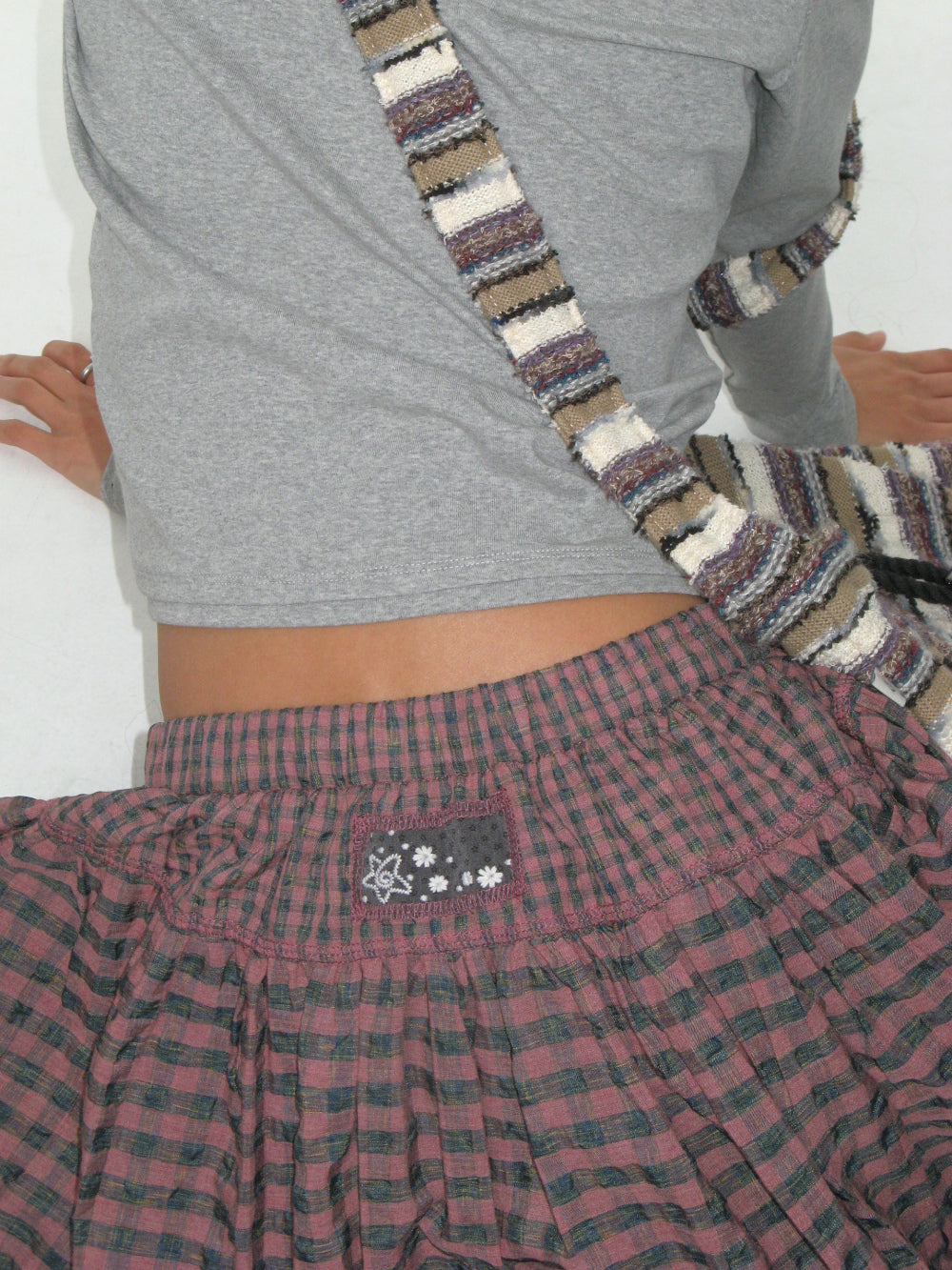 MORI CHECK SKIRT PINK