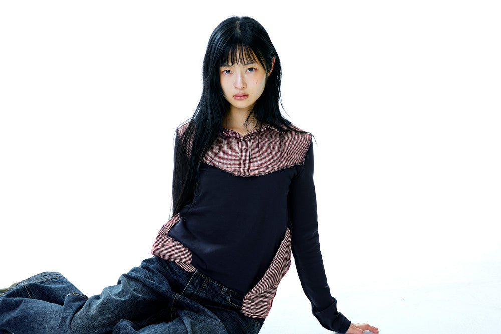 REVERSIBLE COLLAR LONGSLEEVES NAVY