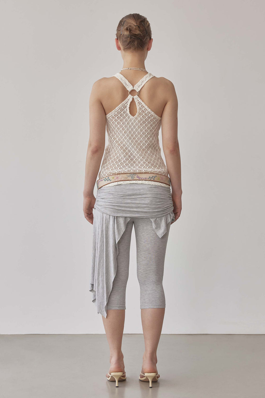 Asymmetric Skirt Leggings Melange Gray