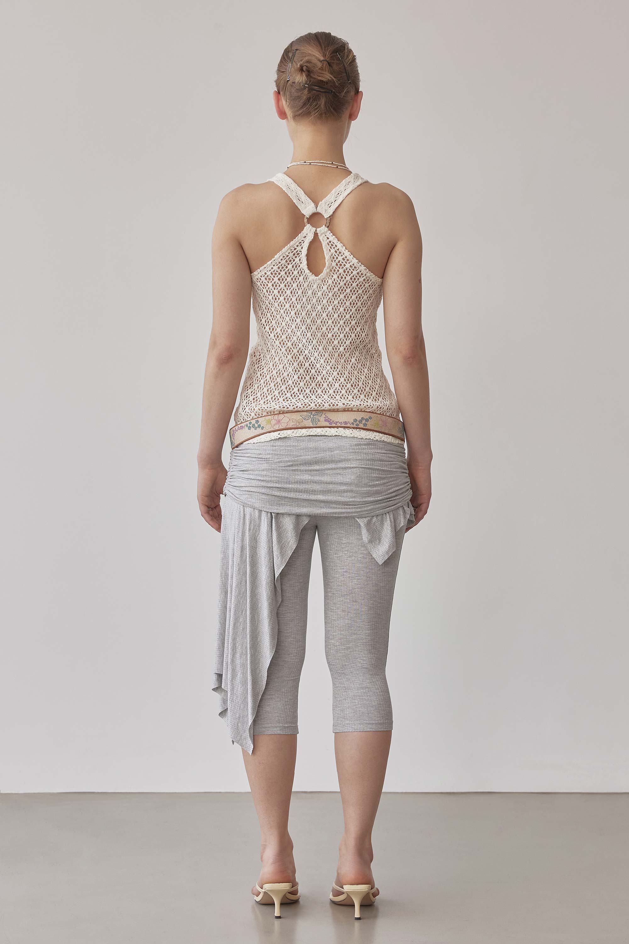 Asymmetric Skirt Leggings Melange Gray