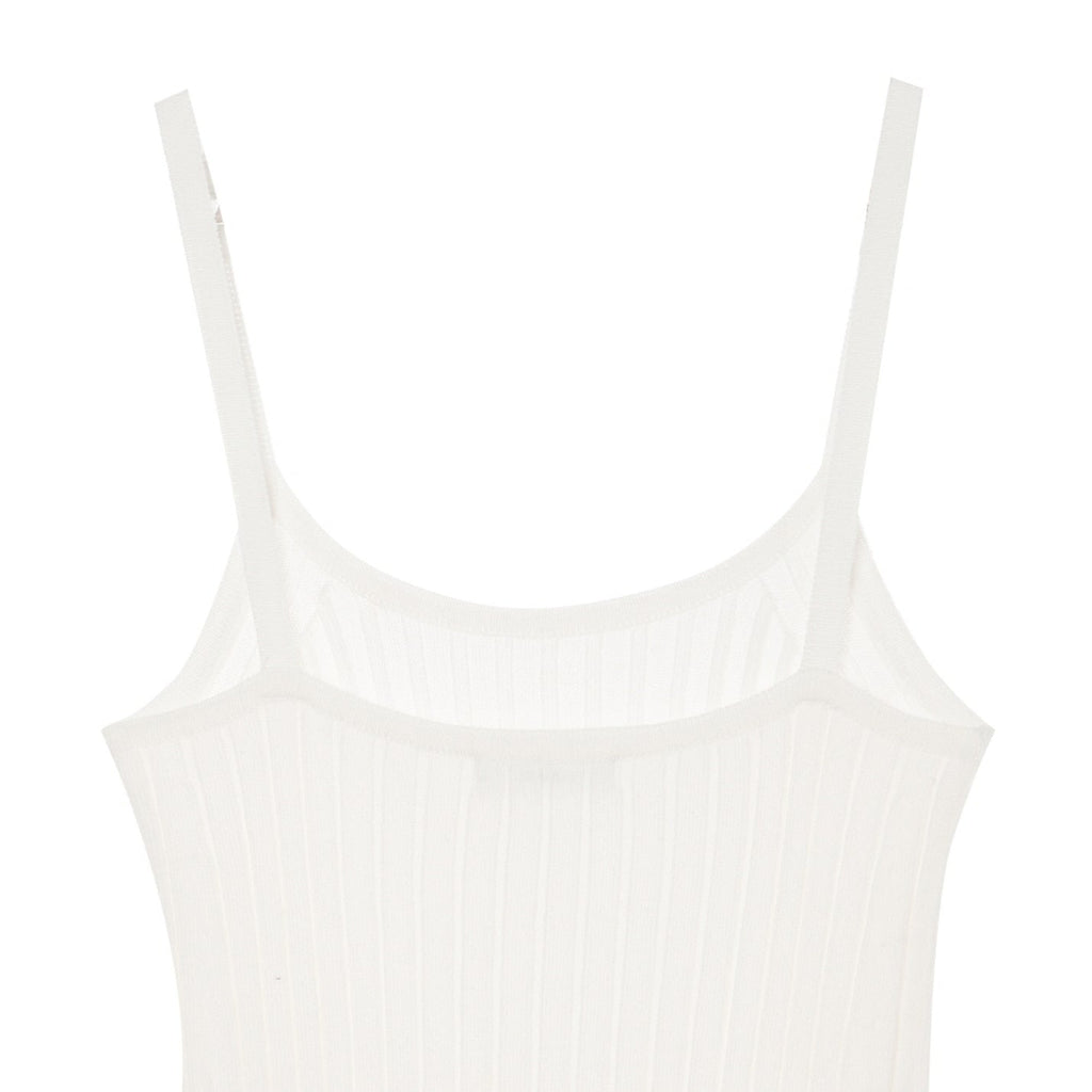 SUSPENDERS RIBBED KNIT DRESS IVORY / 2 COLOR