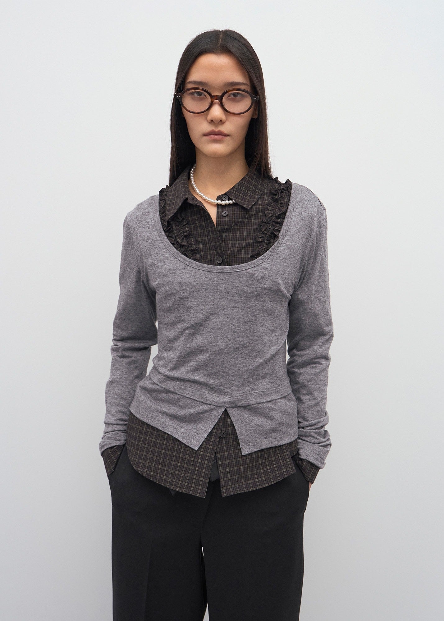 U-NECK JERSEY TOP / 2 Color