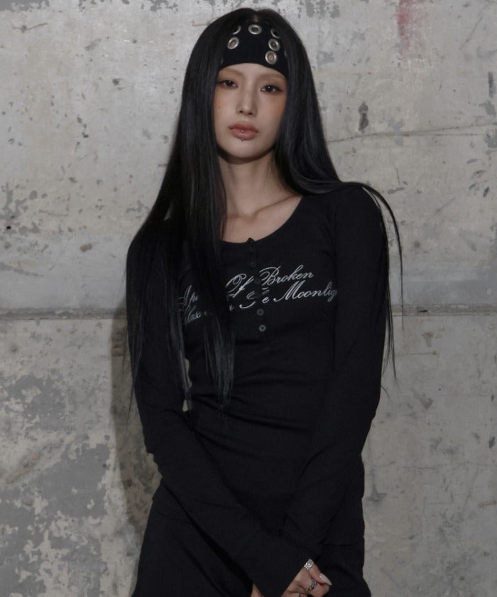 SNAP LETTERING LONG SLEEVE (BLACK) F25ZB028
