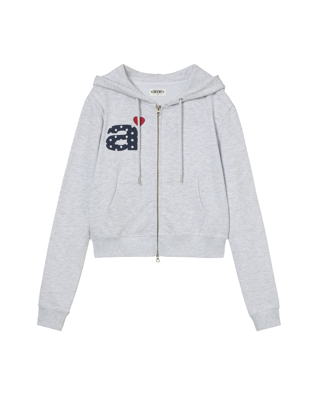 DOT SMALL LETTER CROP HOOD ZIP UP LIGHT GREY