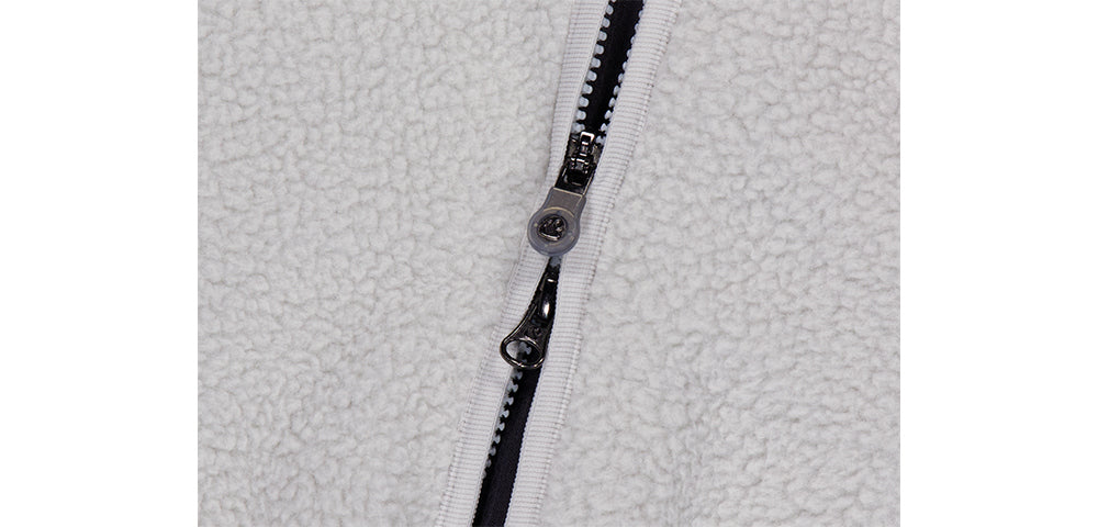 ROUND COLLAR FLEECE JACKET LIGHT GREY