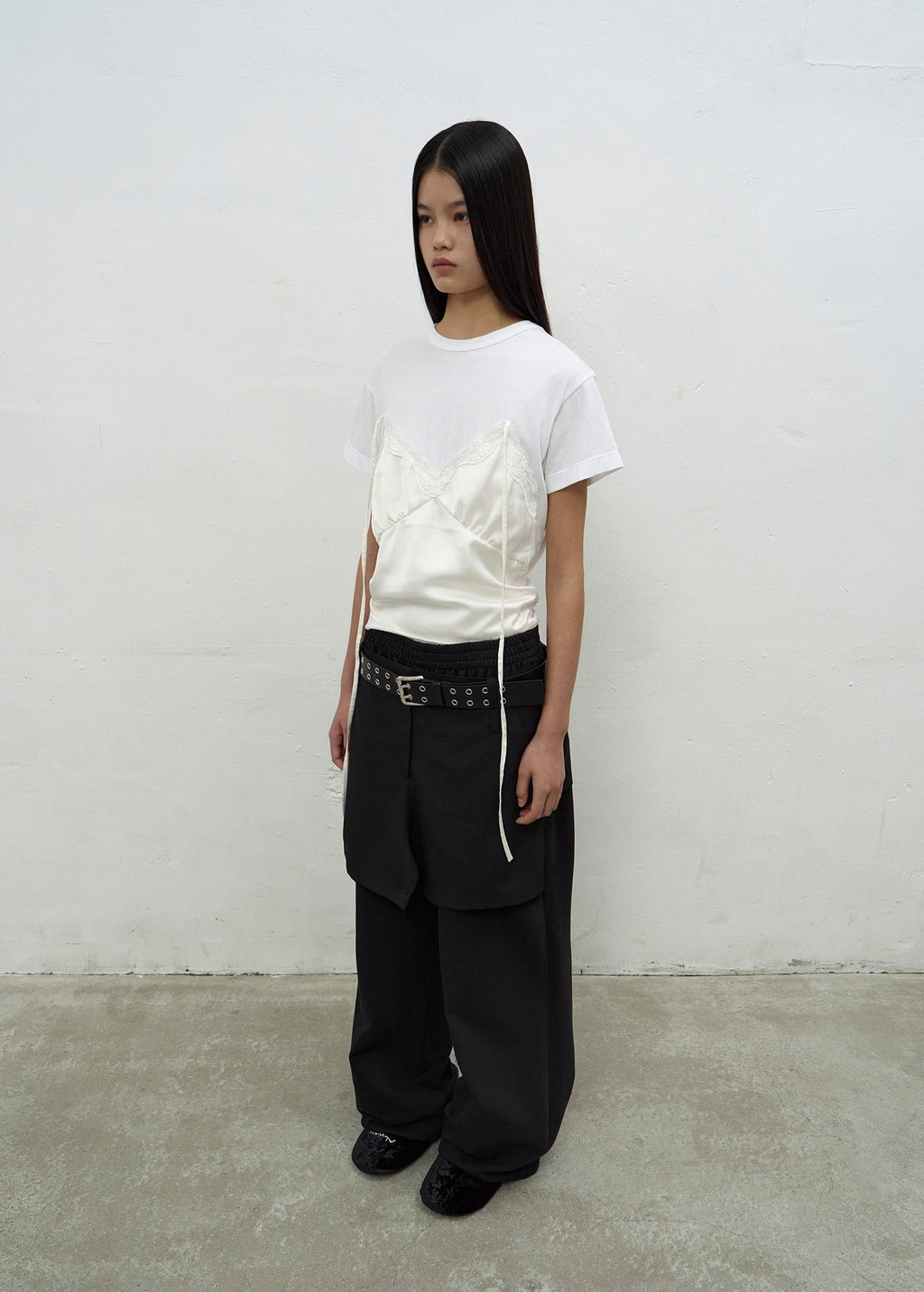 BUSTIER LAYERED T-SHIRT (WHITE)