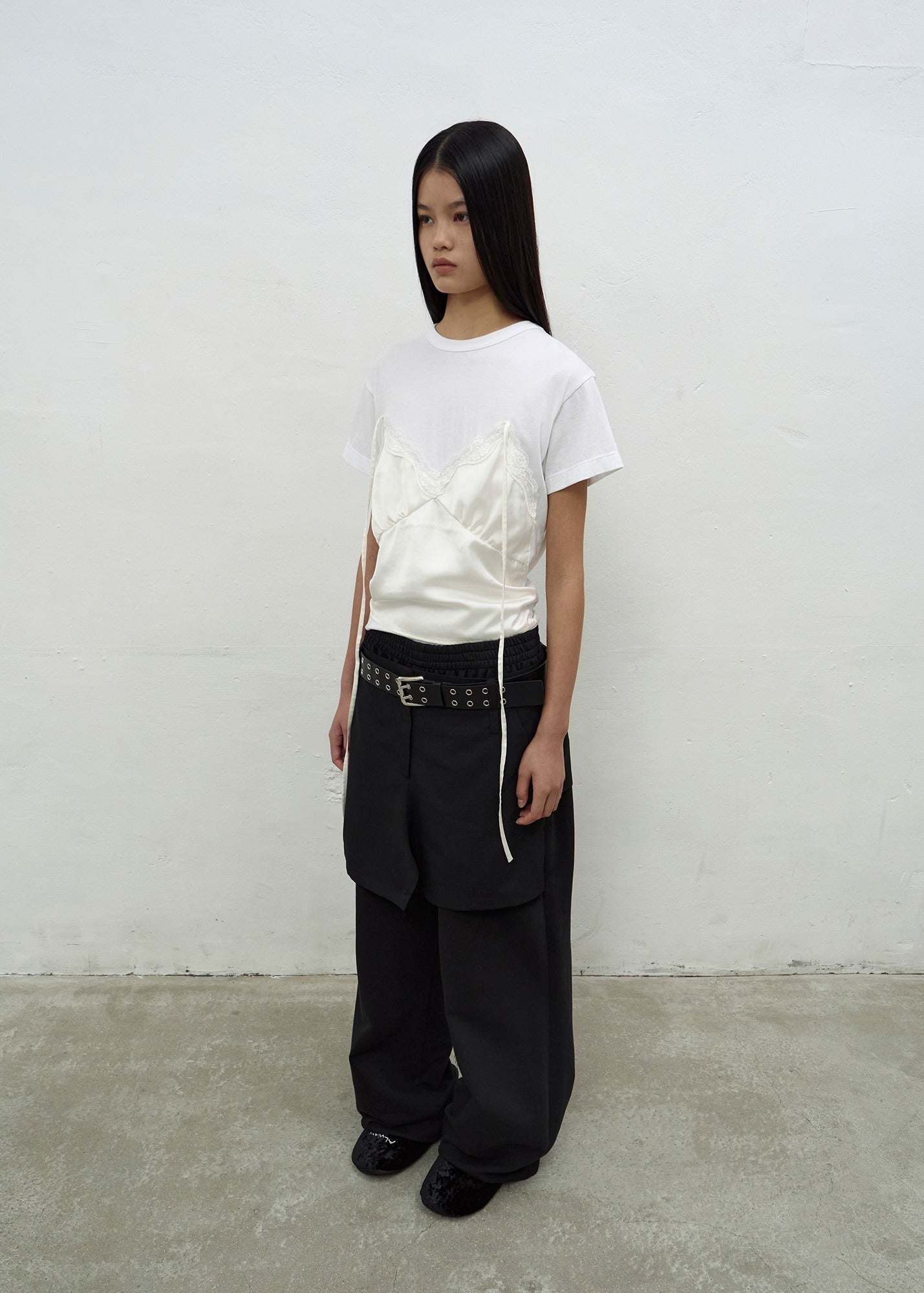 BUSTIER LAYERED T-SHIRT (WHITE)