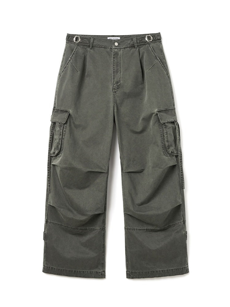 Garment Washed Silhouette Pants Khaki Gray