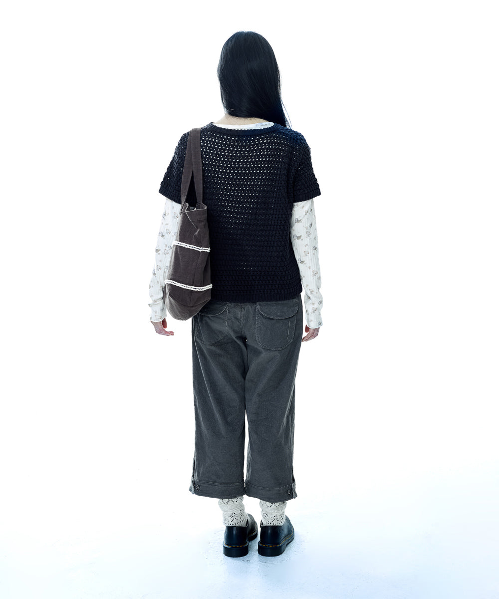 RUSTIC CORDUROY CAPRI PANTS CHARCOAL