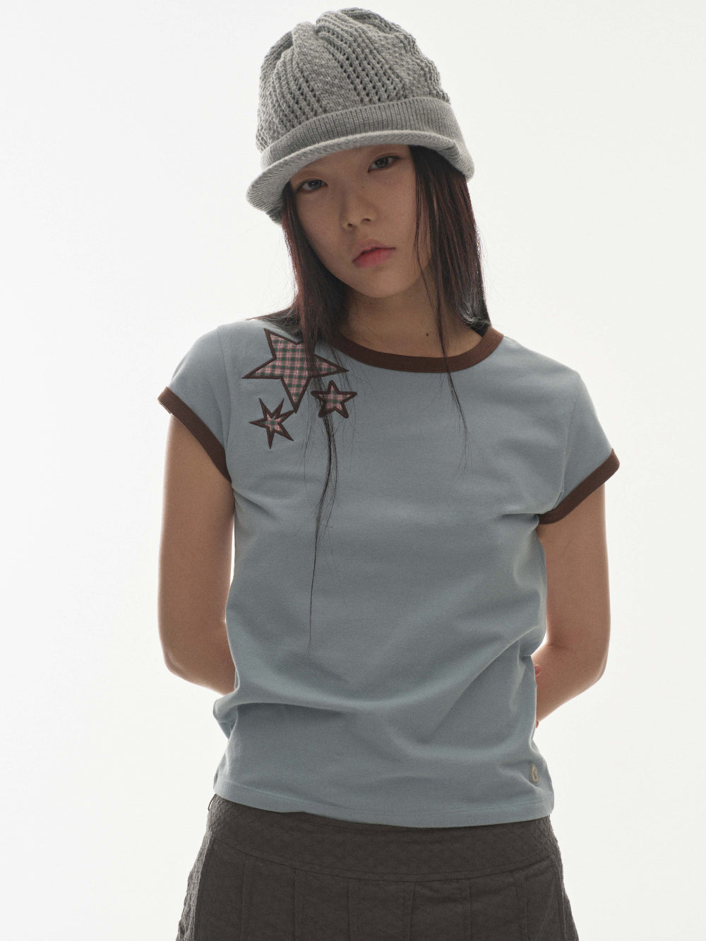 TRIPLE STAR RINGER TEE PASTEL BLUE