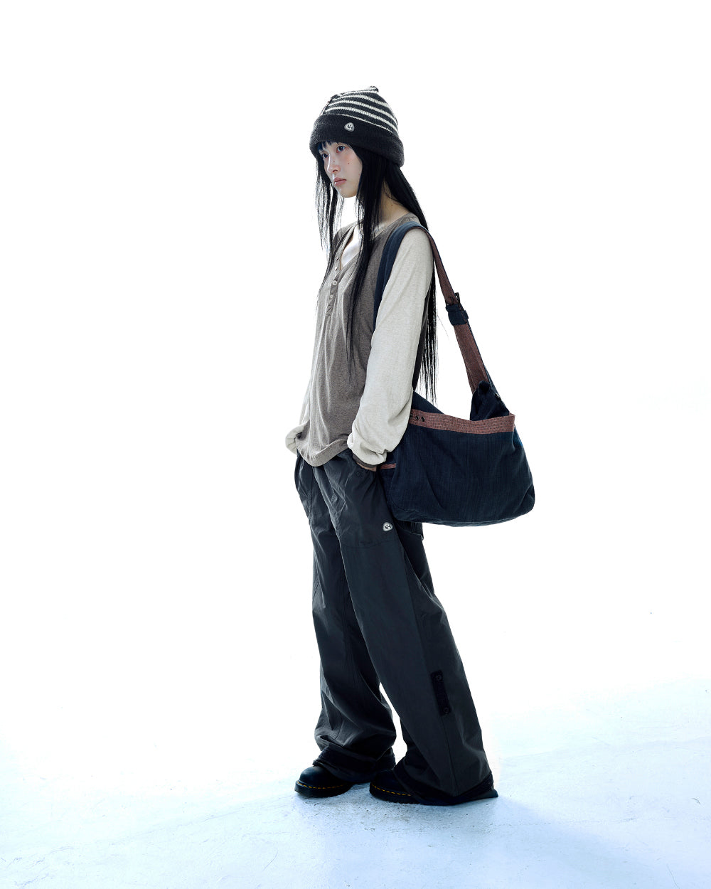 LACE COTTON PANTS NAVY